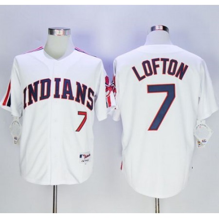 indians #7 Kenny Lofton White 1978 Turn Back The Clock Stitched MLB Jersey