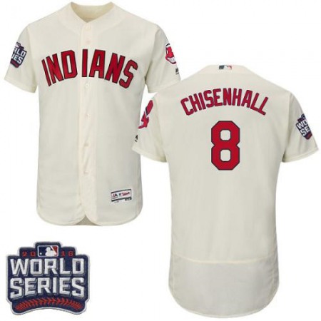 indians #8 Lonnie Chisenhall Cream Flexbase Authentic Collection 2016 World Series Bound Stitched MLB Jersey