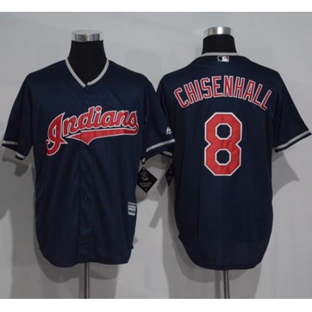 indians #8 Lonnie Chisenhall Navy Blue New Cool Base Stitched MLB Jersey