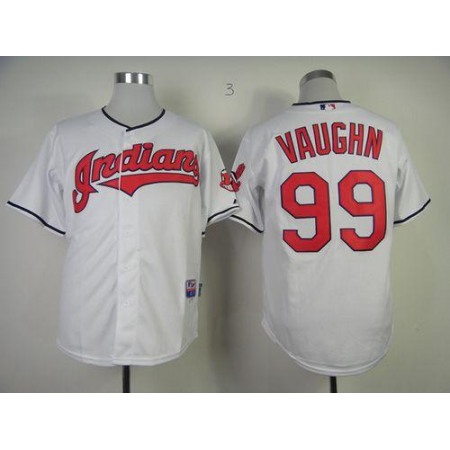 indians #99 Rick Wild Thing Vaughn Stitched White MLB Jersey