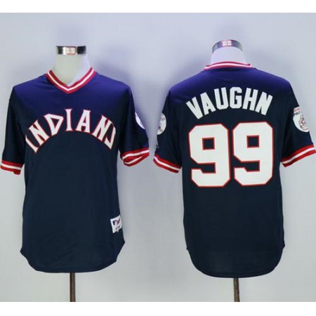 indians #99 Ricky Vaughn Navy Blue 1976 Turn Back The Clock Stitched MLB Jersey