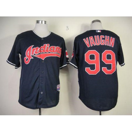 indians #99 ricky vaughn Navy Blue Cool Base Stitched MLB Jersey