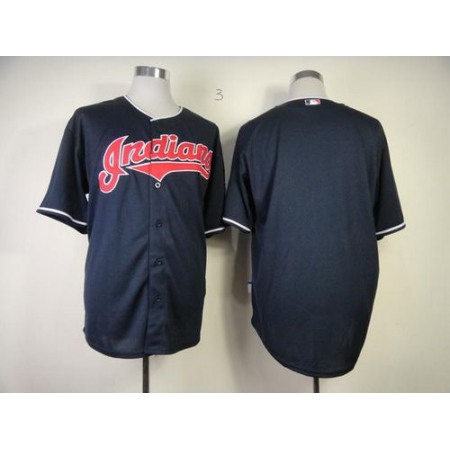 indians Blank Navy Blue Cool Base Stitched MLB Jersey