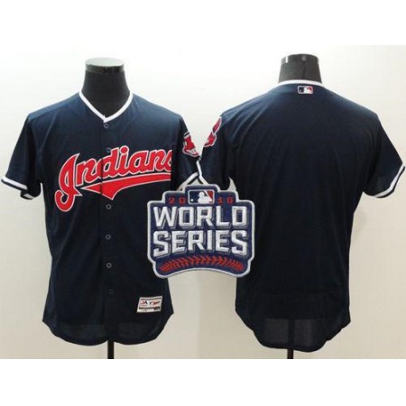 indians Blank Navy Blue Flexbase Authentic Collection 2016 World Series Bound Stitched MLB Jersey