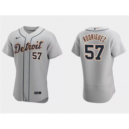 Men's Detroit Tigers #57 Eduardo Rodriguez Grey Flex Base Stitched Jersey