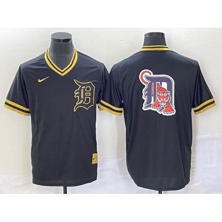 Men's Detroit Tigers Black Team Big Logo Cool Base Stitched Jersey