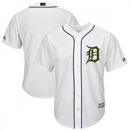 Men's Detroit Tigers Blank White 2018 Memorial Day Cool Base Stitched MLB Jersey
