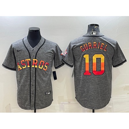 Men's Houston Astros #10 Yuli Gurriel Grey Cool Base Stitched Baseball Jersey