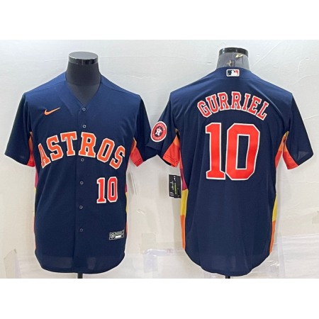 Men's Houston Astros #10 Yuli Gurriel Navy With Patch Cool Base Stitched Jersey