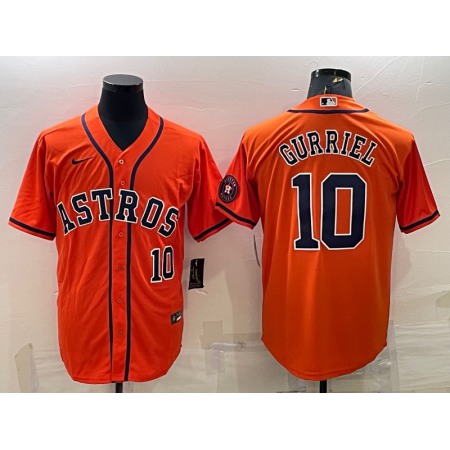 Men's Houston Astros #10 Yuli Gurriel Orange With Patch Cool Base Stitched Jersey