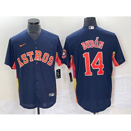 Men's Houston Astros #14 Mauricio Dubon Navy Cool Base Stitched Baseball Jersey