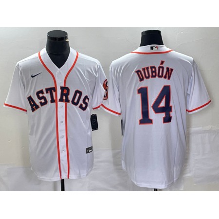 Men's Houston Astros #14 Mauricio Dubon White Cool Base Stitched Baseball Jersey