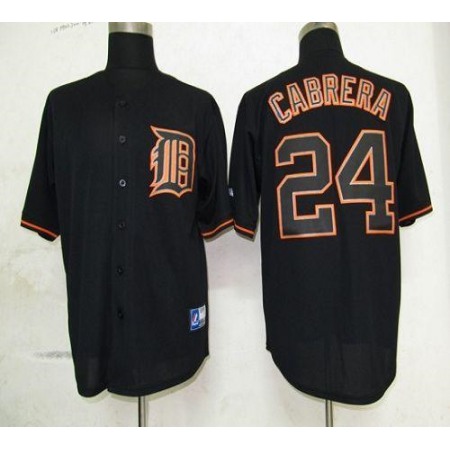 Tigers #24 Miguel Cabrera Black Fashion Stitched MLB Jersey