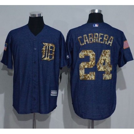 Tigers #24 Miguel Cabrera Denim Blue Salute to Service Stitched MLB Jersey