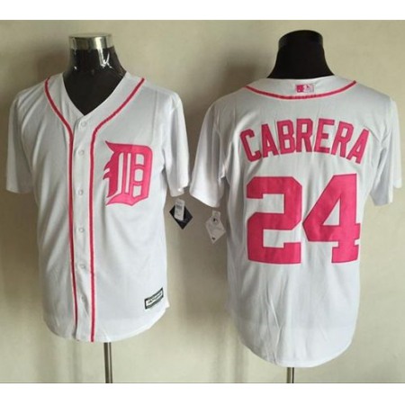 Tigers #24 Miguel Cabrera White New Cool Base 2016 Mother's Day Stitched MLB Jersey