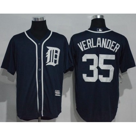 Tigers #35 Justin Verlander Navy Blue New Cool Base Stitched MLB Jersey