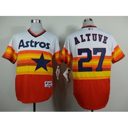 Astros #27 Jose Altuve White/Orange 1980 Turn Back The Clock Stitched MLB Jersey
