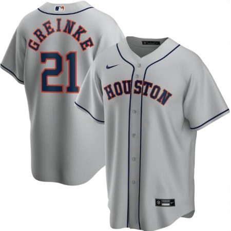 Men's Houston Astros #21 Zack Greinke Grey Cool Base Stitched Jersey