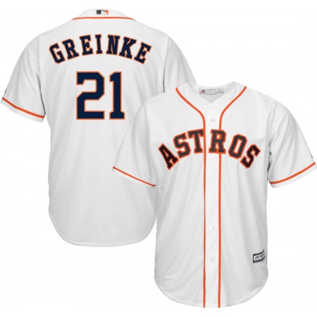 Men's Houston Astros #21 Zack Greinke Majestic White 2019 Cool Base Stitched MLB Jersey