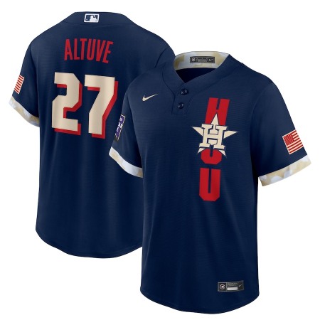 Men's Houston Astros #27 Jose Altuve 2021 Navy All-Star Cool Base Stitched Baseball Jersey