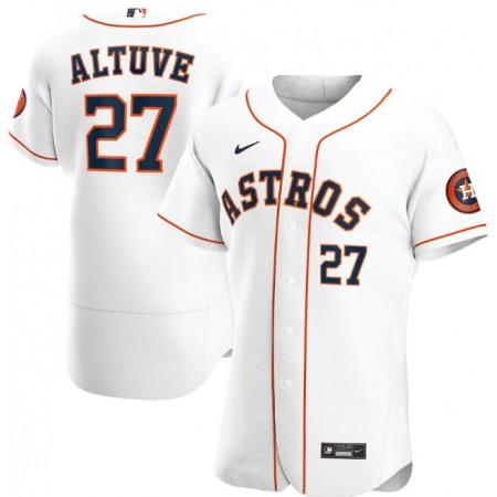Men's Houston Astros #27 Jose Altuve White Flex Base Stitched Jersey