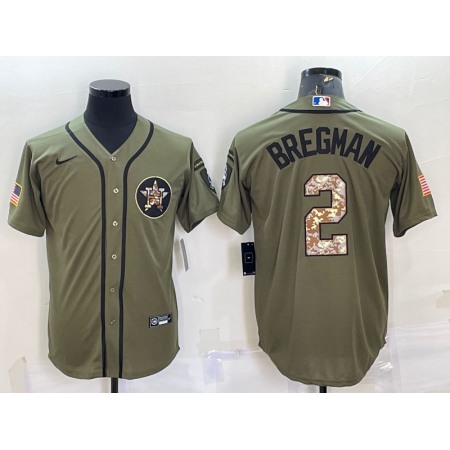 Men's Houston Astros #2 Alex Bregman Olive Salute To Service Cool Base Stitched Jersey