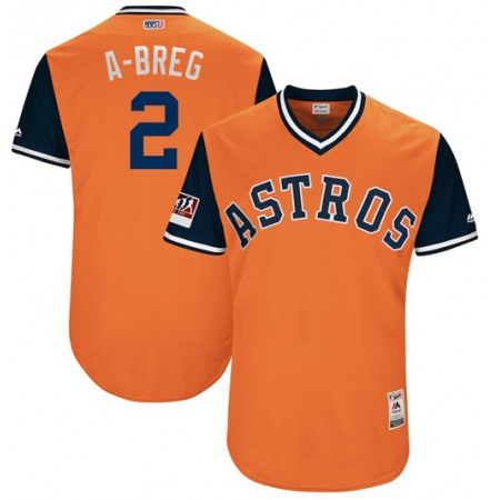 Men's Houston Astros #2 Alex Bregman "A-Breg" Majestic Orange/Navy 2018 Players' Weekend Stitched MLB Jersey