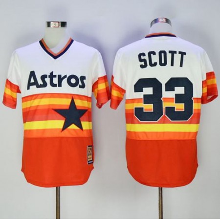 Astros #33 Mike Scott White/Orange 1980 Turn Back The Clock Stitched MLB Jersey