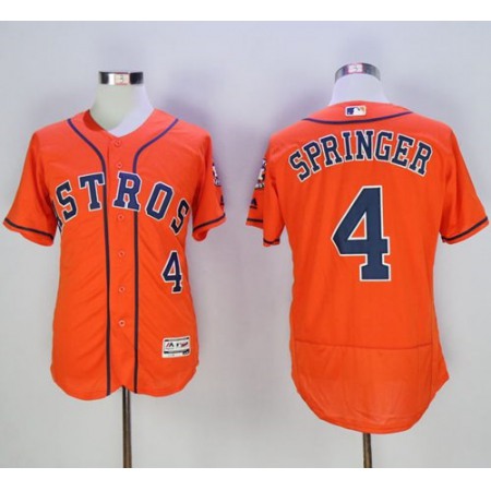 Astros #4 George Springer Orange Flexbase Authentic Collection Stitched MLB Jersey