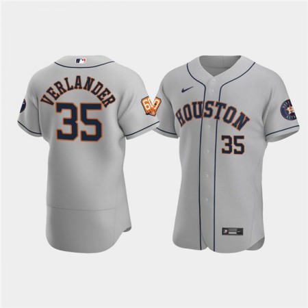 Men's Houston Astros #35 Justin Verlander Grey 60th Anniversary Flex Base Stitched Baseball Jersey