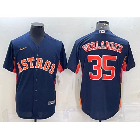 Men's Houston Astros #35 Justin Verlander Navy Cool Base Stitched Jersey