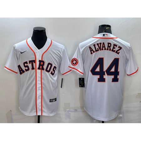 Men's Houston Astros #44 Yordan Alvarez White With Patch Cool Base Stitched Jersey