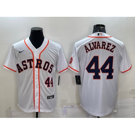 Men's Houston Astros #44 Yordan Alvarez White With Patch Cool Base Stitched Jersey