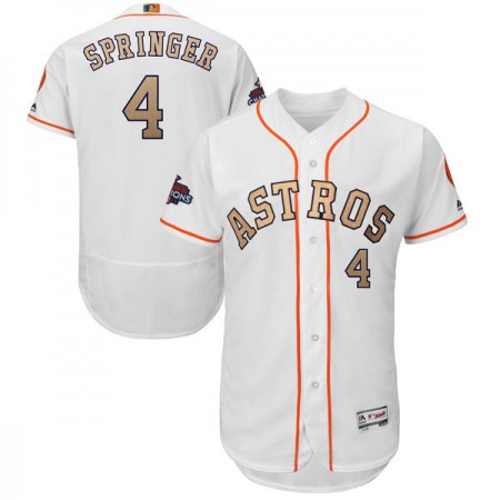 Men's Houston Astros #4 George Springer Majestic White 2018 Gold Program Flex Base Player Stitched MLB Jersey