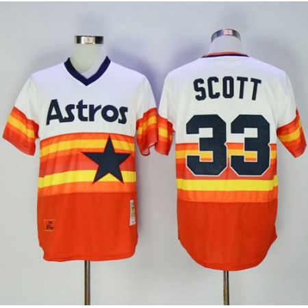 Mitchell And Ness 1980 Astros #33 Mike Scott White/Orange Throwback Stitched MLB Jersey