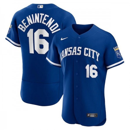 Men's Kansas City Royals #16 Andrew Benintendi Blue Flex Base Stitched Jersey