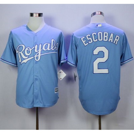 Royals #2 Alcides Escobar Light Blue Alternate 1 New Cool Base Stitched MLB Jersey