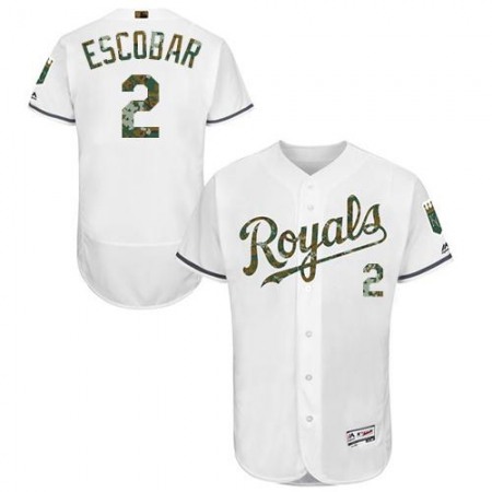 Royals #2 Alcides Escobar White Flexbase Authentic Collection 2016 Memorial Day Stitched MLB Jersey