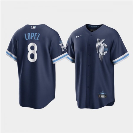 Men's Kansas City Royals #8 Nicky Lopez 2022 Navy City Connect Cool Base Stitched Jersey