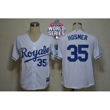 Royals #35 Eric Hosmer White Cool Base W/2015 World Series Patch Stitched MLB Jersey