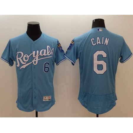 Royals #6 Lorenzo Cain Light Blue Flexbase Authentic Collection Stitched MLB Jersey