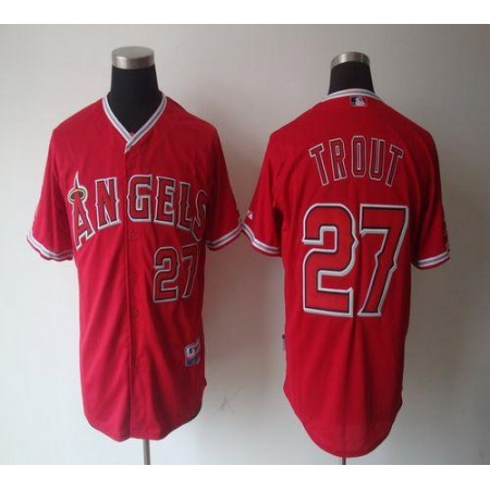 Angels of Anaheim #27 Mike Trout Red Cool Base Stitched MLB Jersey