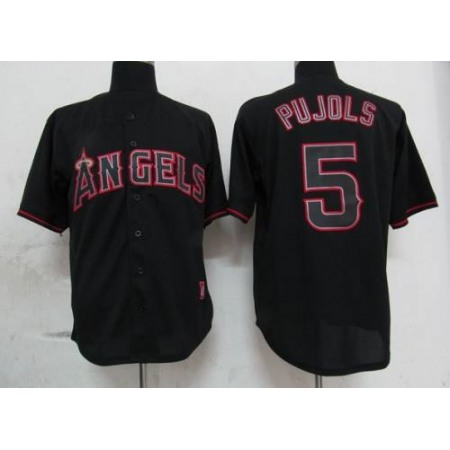 Angels of Anaheim #5 Albert Pujols Black Fashion Stitched MLB Jersey