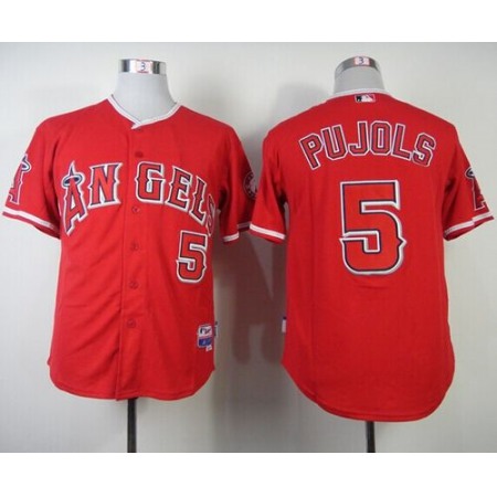 Angels of Anaheim #5 Albert Pujols Red Cool Base Stitched MLB Jersey