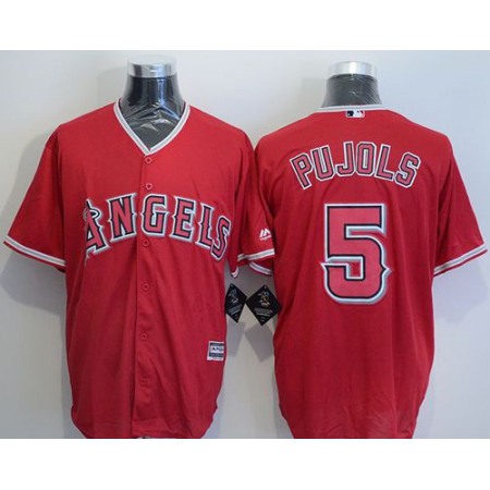 Angels of Anaheim #5 Albert Pujols Red New Cool Base Stitched MLB Jersey