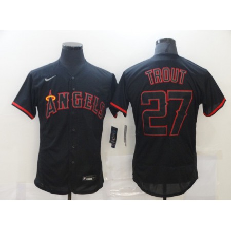 Men's Los Angeles Angels #27 Mike Trout Black Flex Base Stitched MLB Jersey