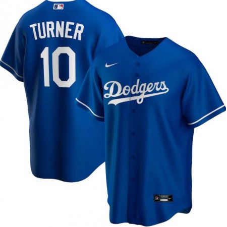 Men's Los Angeles Dodgers #10 Justin Turner Blue Cool Base Stitched Jersey