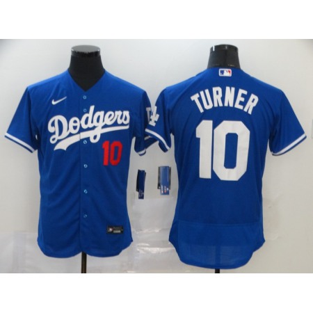 Men's Los Angeles Dodgers #10 Justin Turner Blue Flex Base Stitched MLB Jersey
