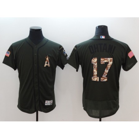 Men's MLB Los Angeles Angels #17 Shohei OhtaNinolive Green Flexbase Jersey