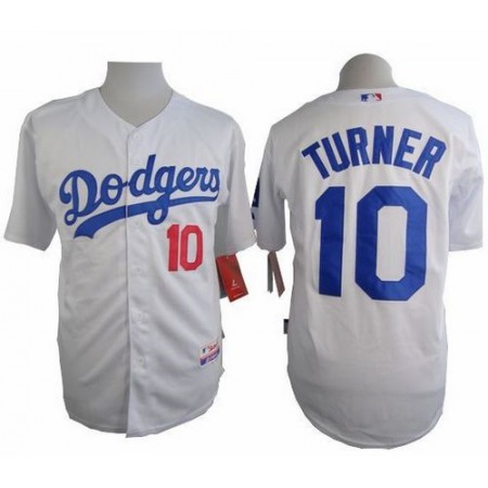 Dodgers #10 Justin Turner White Cool Base Stitched MLB Jersey